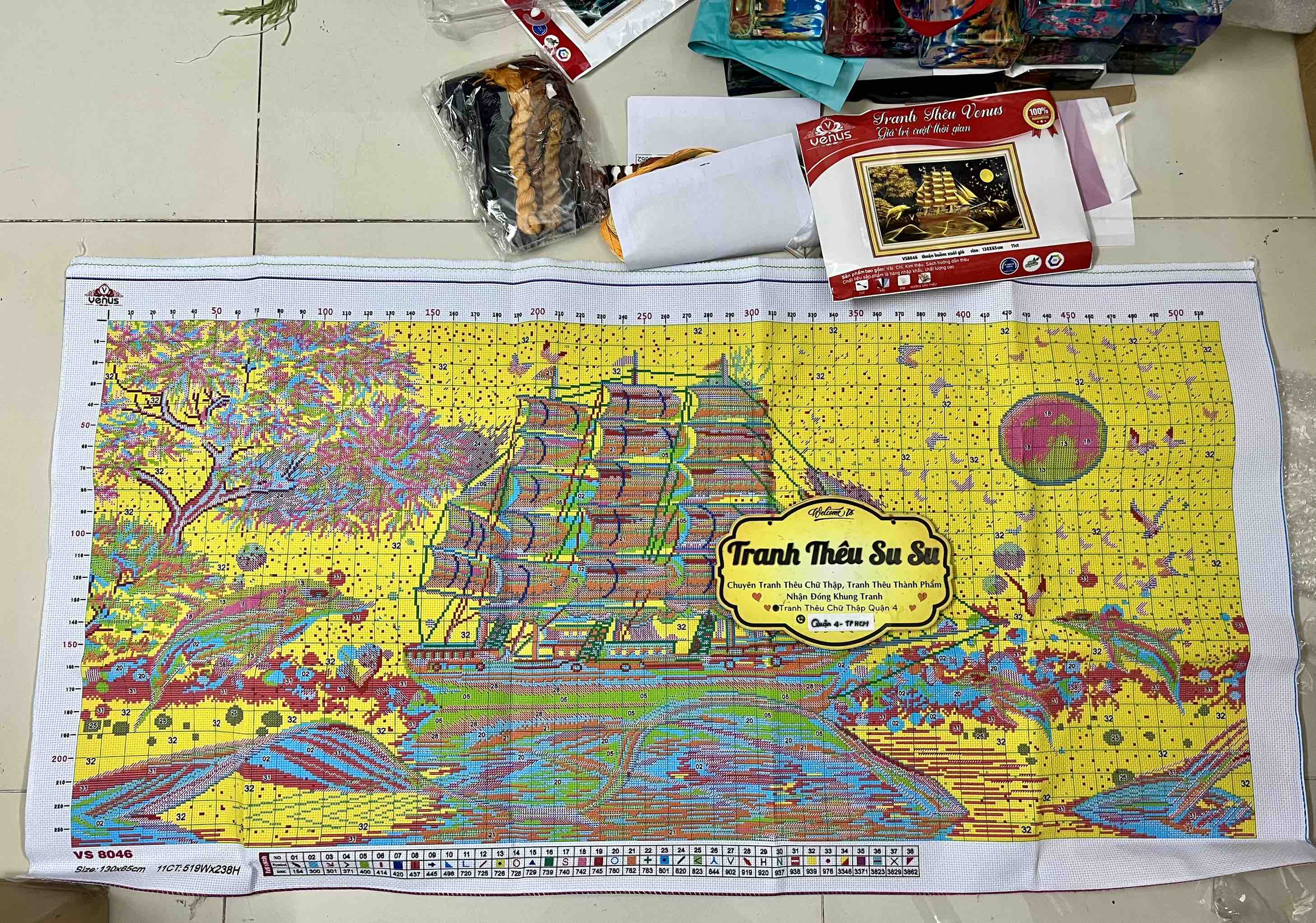 Tranh thêu kín Thuận buồm xuôi gió VS8046, kích thước 130 x 65 cm