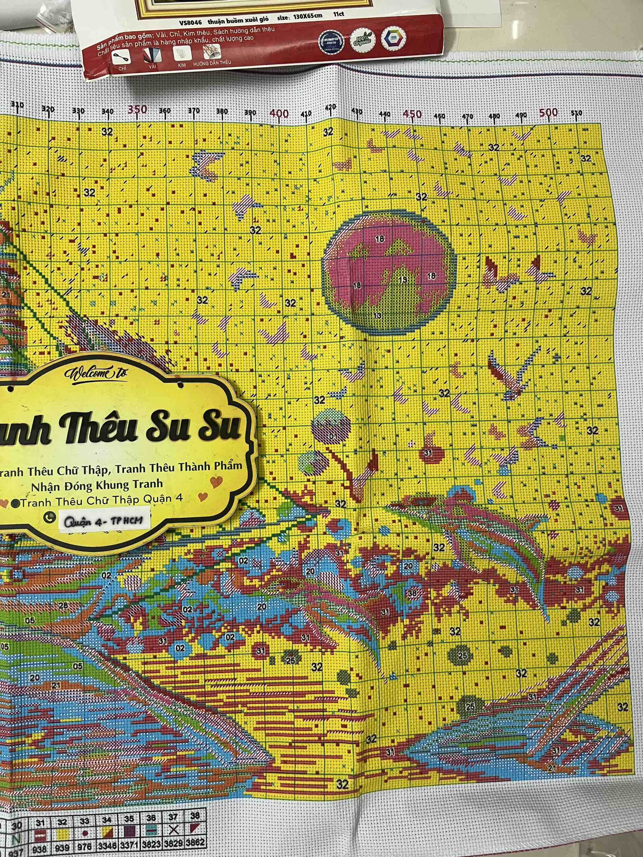 Tranh thêu kín Thuận buồm xuôi gió VS8046, kích thước 130 x 65 cm