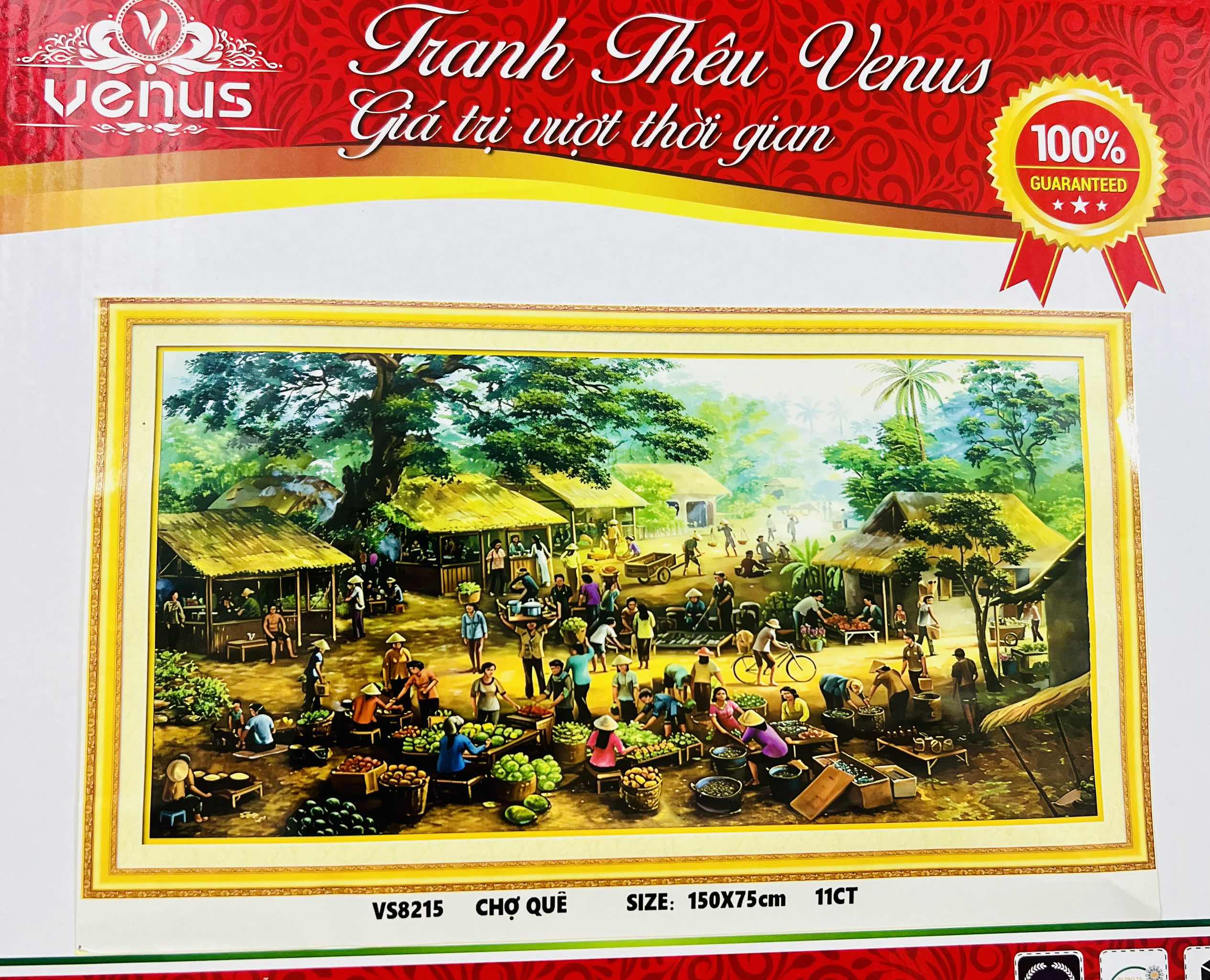 Tranh thêu kín Chợ quê VS8215, kích thước 150x70 cm