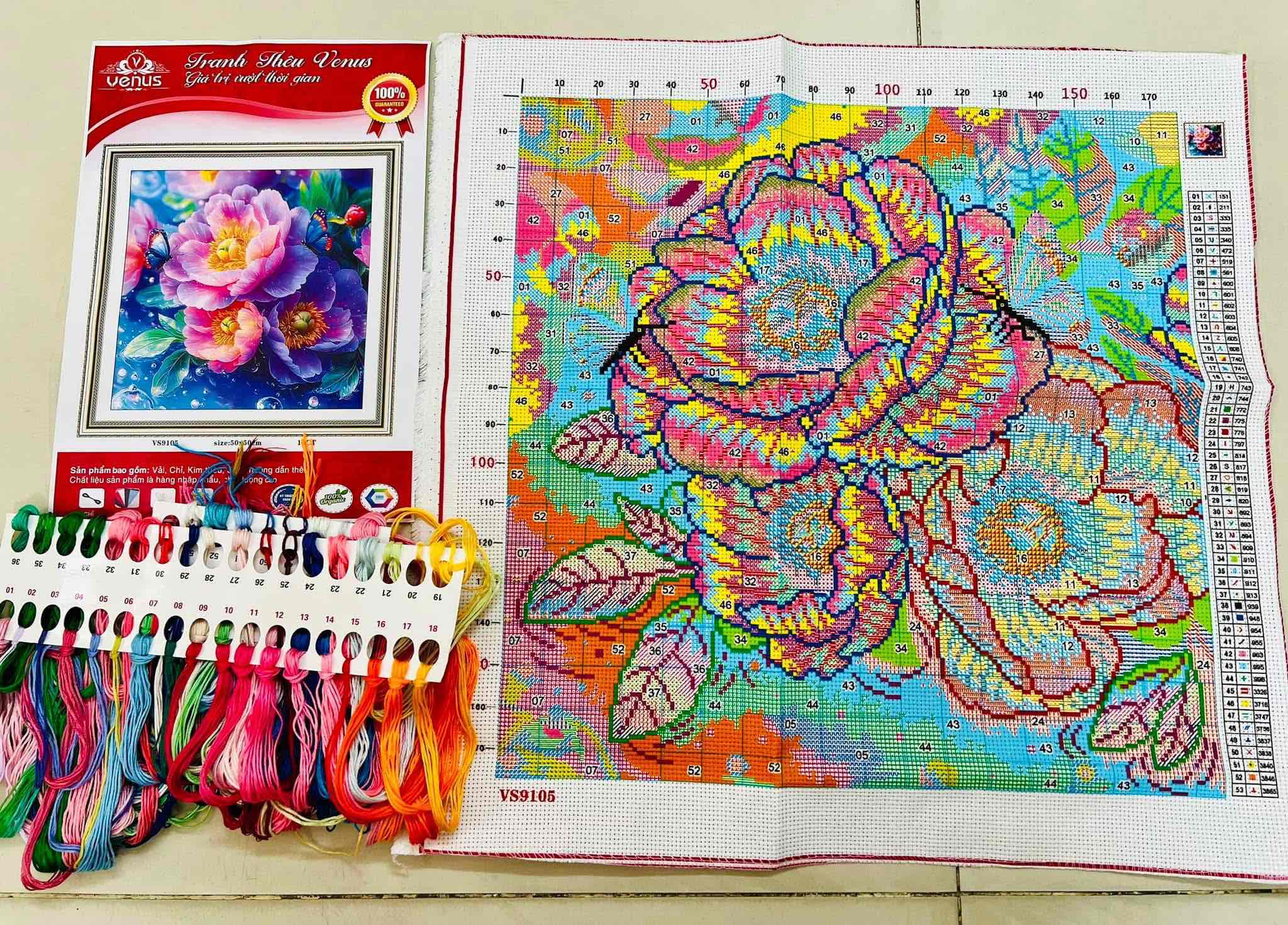 TRANH HOA MẪU ĐƠN VS9105, KÍCH THƯỚC 50X  50 CM