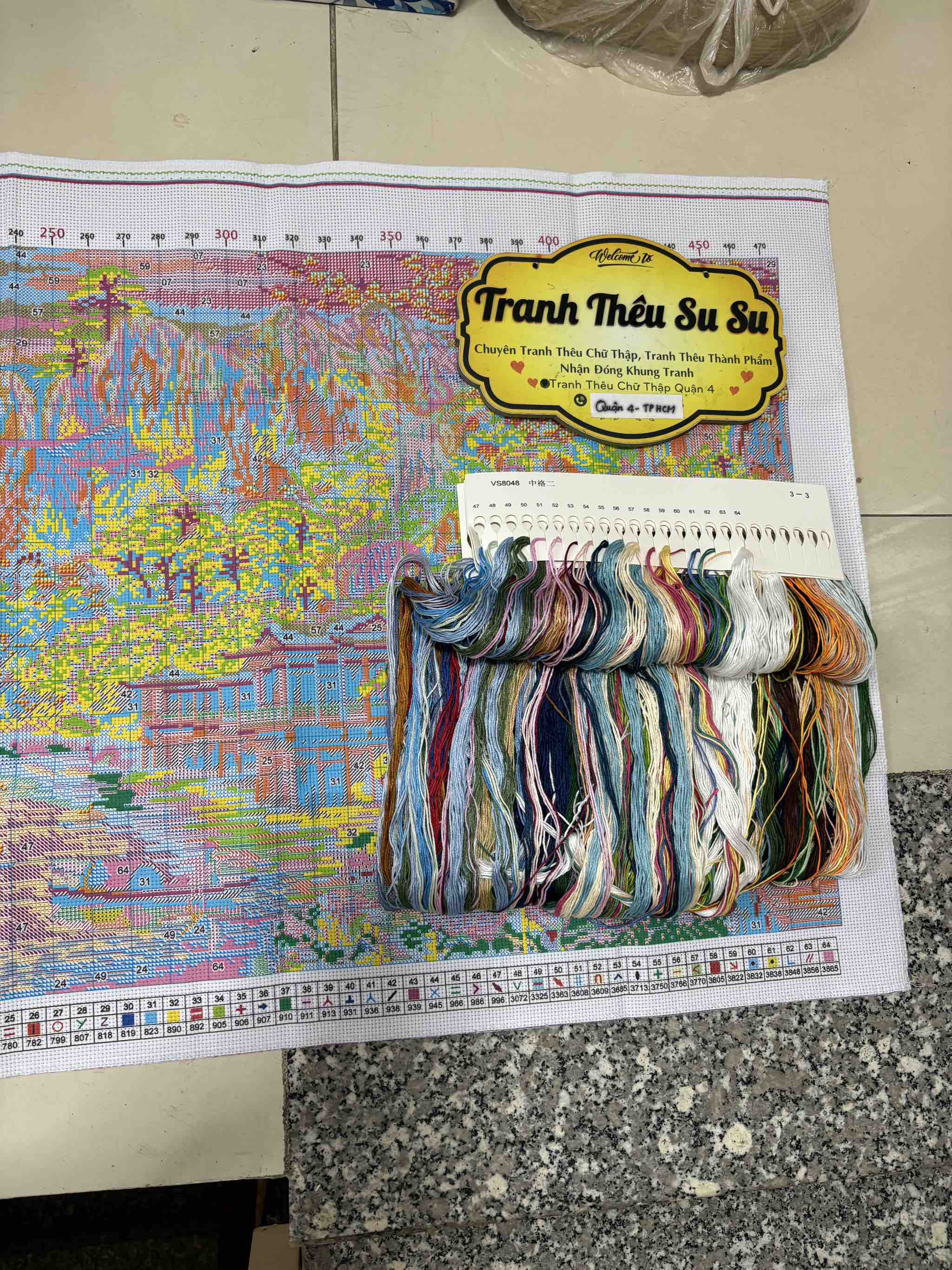 Tranh thêu kín Phong cảnh VS8048, kích thước 120x65 cm