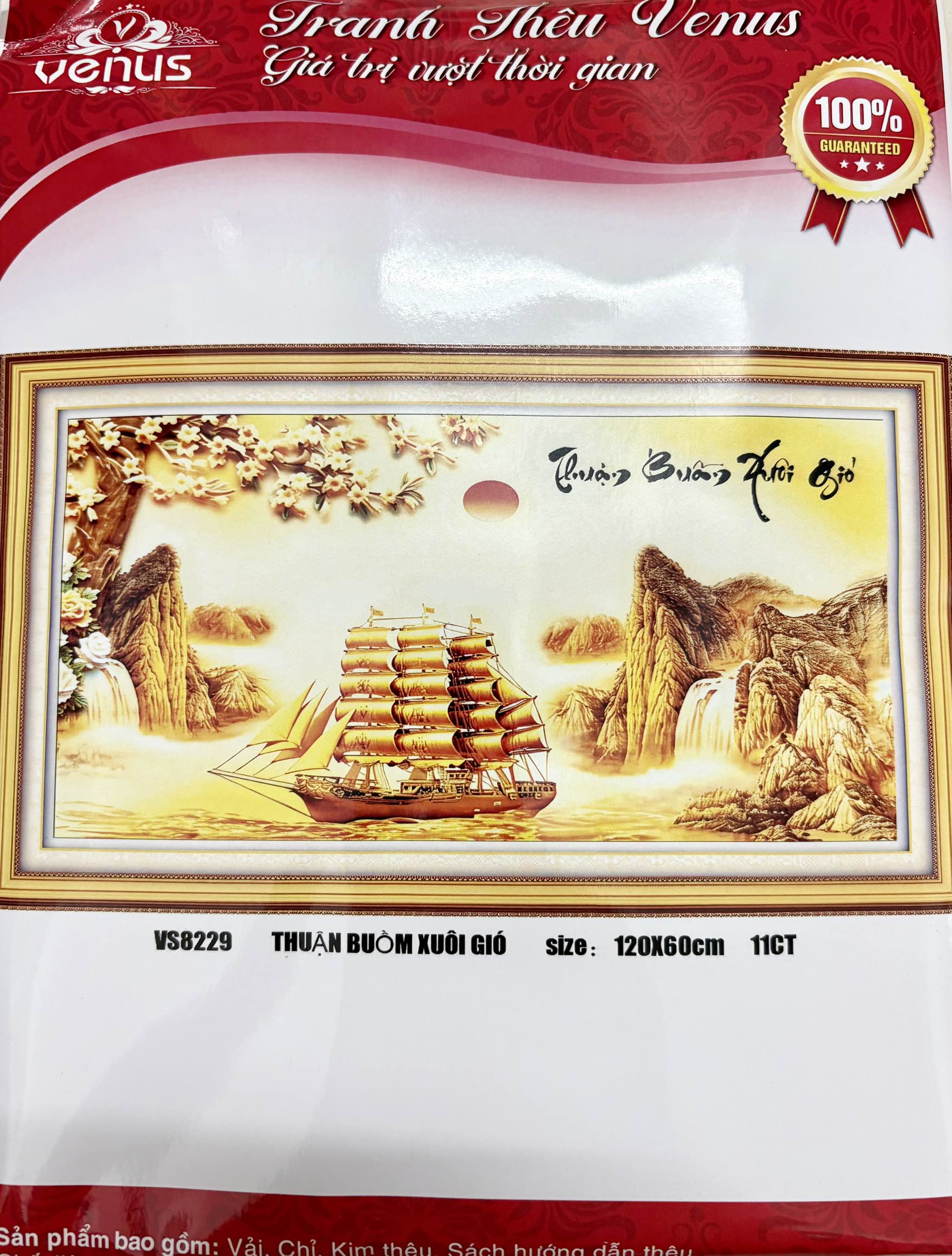 Tranh thêu kín Thuận buồm xuôi gió VS8229, kích thước 120x65 cm