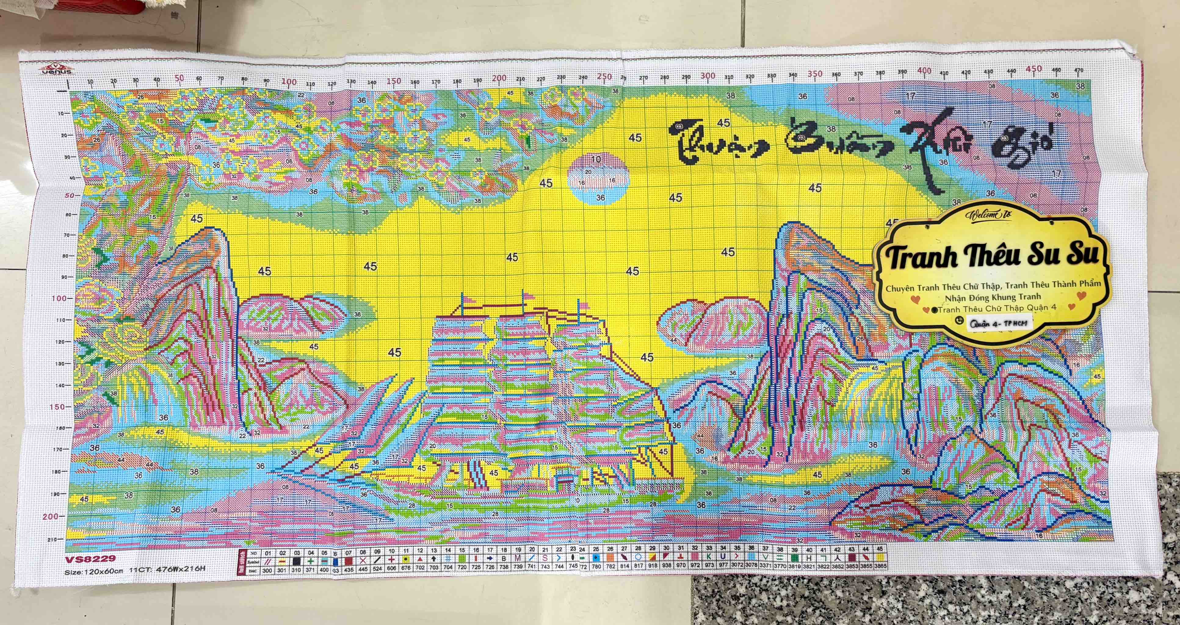 Tranh thêu kín Thuận buồm xuôi gió VS8229, kích thước 120x65 cm