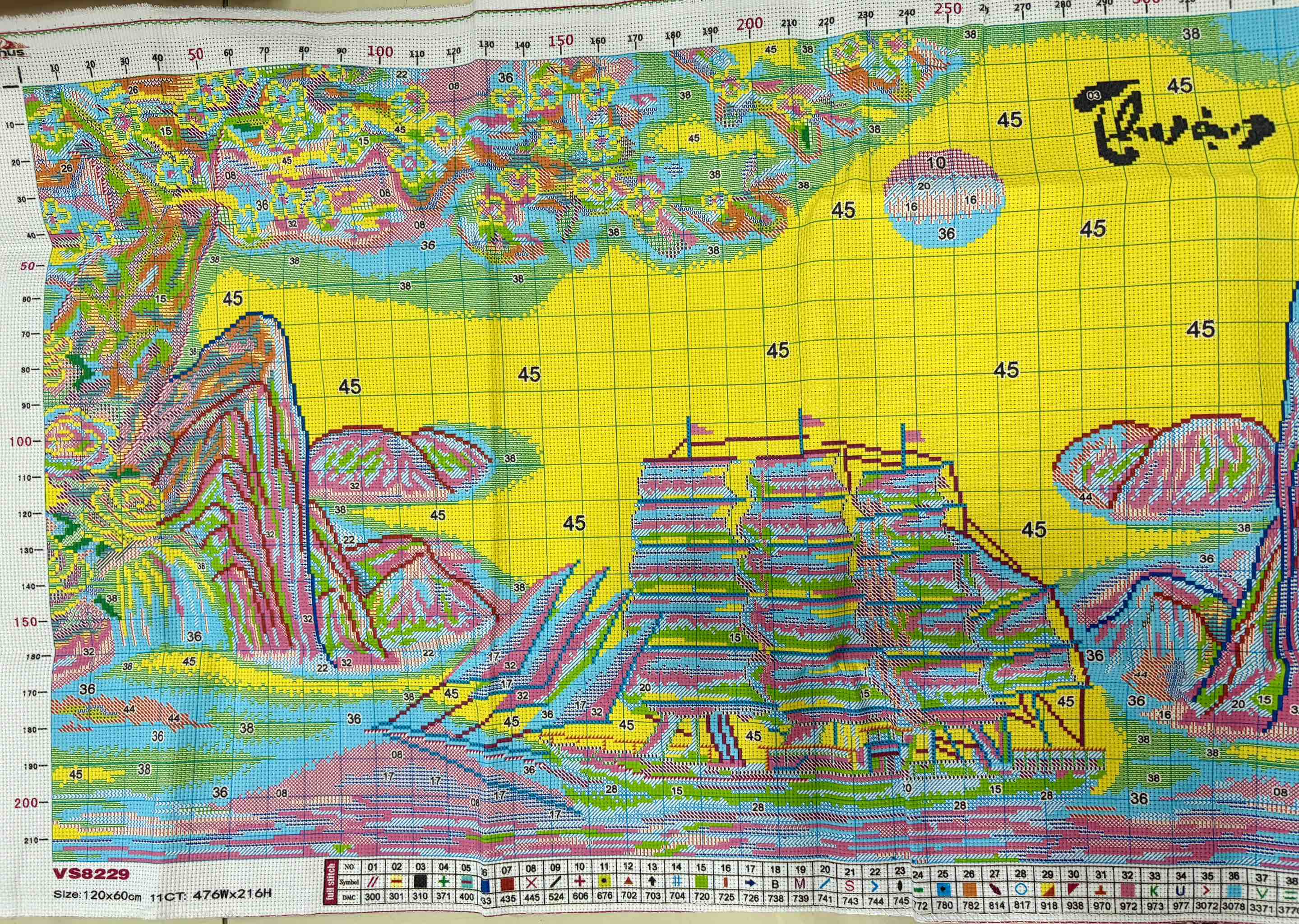 Tranh thêu kín Thuận buồm xuôi gió VS8229, kích thước 120x65 cm