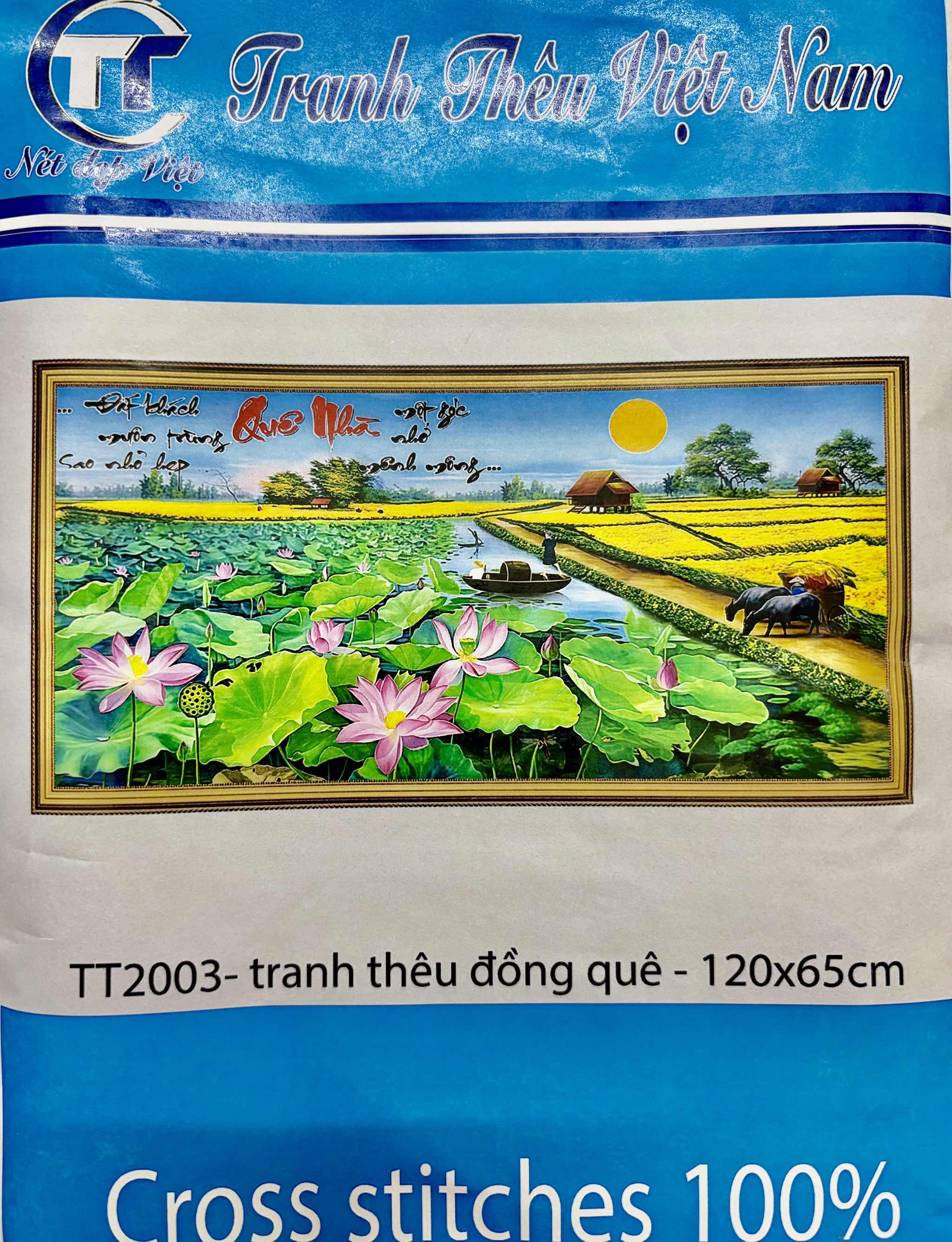 Tranh thêu kín quê hương TT2003, kích thước 120x60 cm