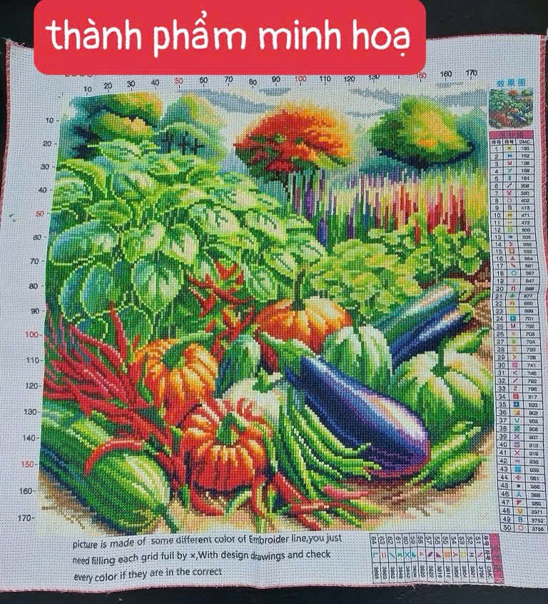 Tranh thêu kín rau củ quả VS9084, kích thước 50x  50 cm