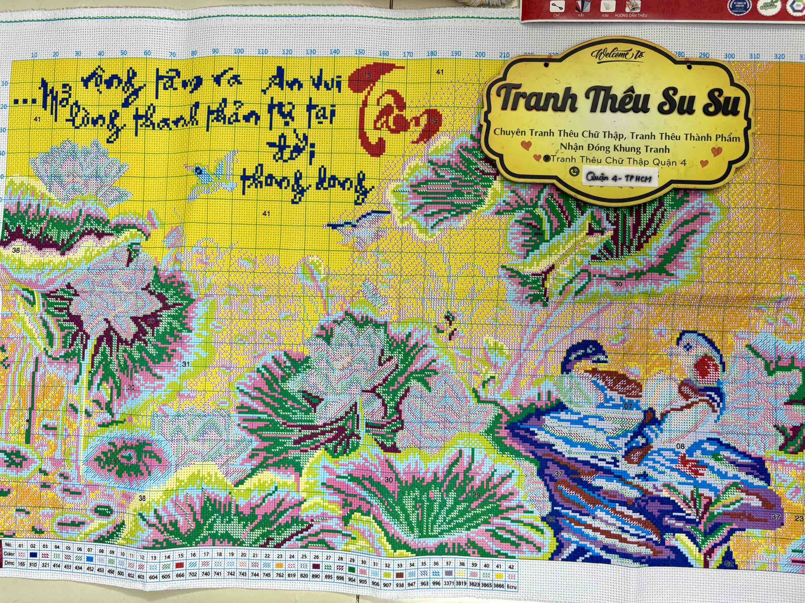 Tranh thêu kín chữ Tâm VS8009, kích thước 100 x 55 cm