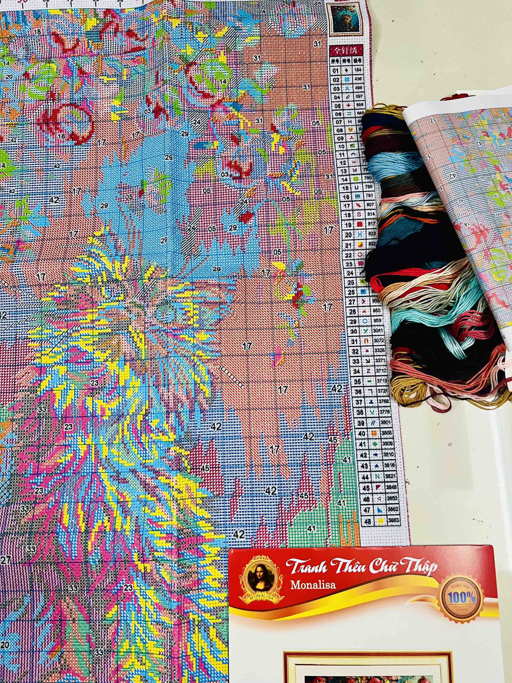 TRANH THÊU KÍN BÉ MÈO DỄ THƯƠNG H242, KÍCH THƯỚC 50 X 76 CM