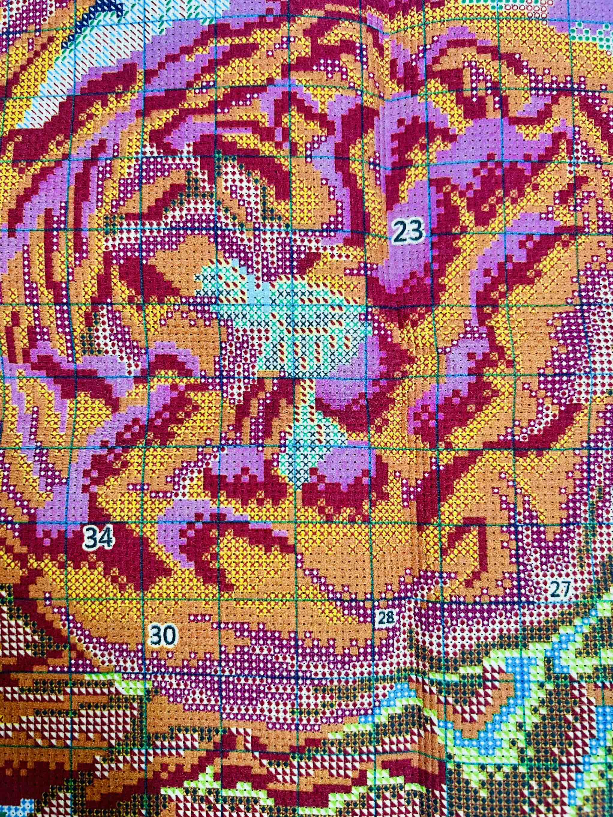 Tranh thêu kín Mẫu đơn hồng A632, kích thước 55 x 75 cm