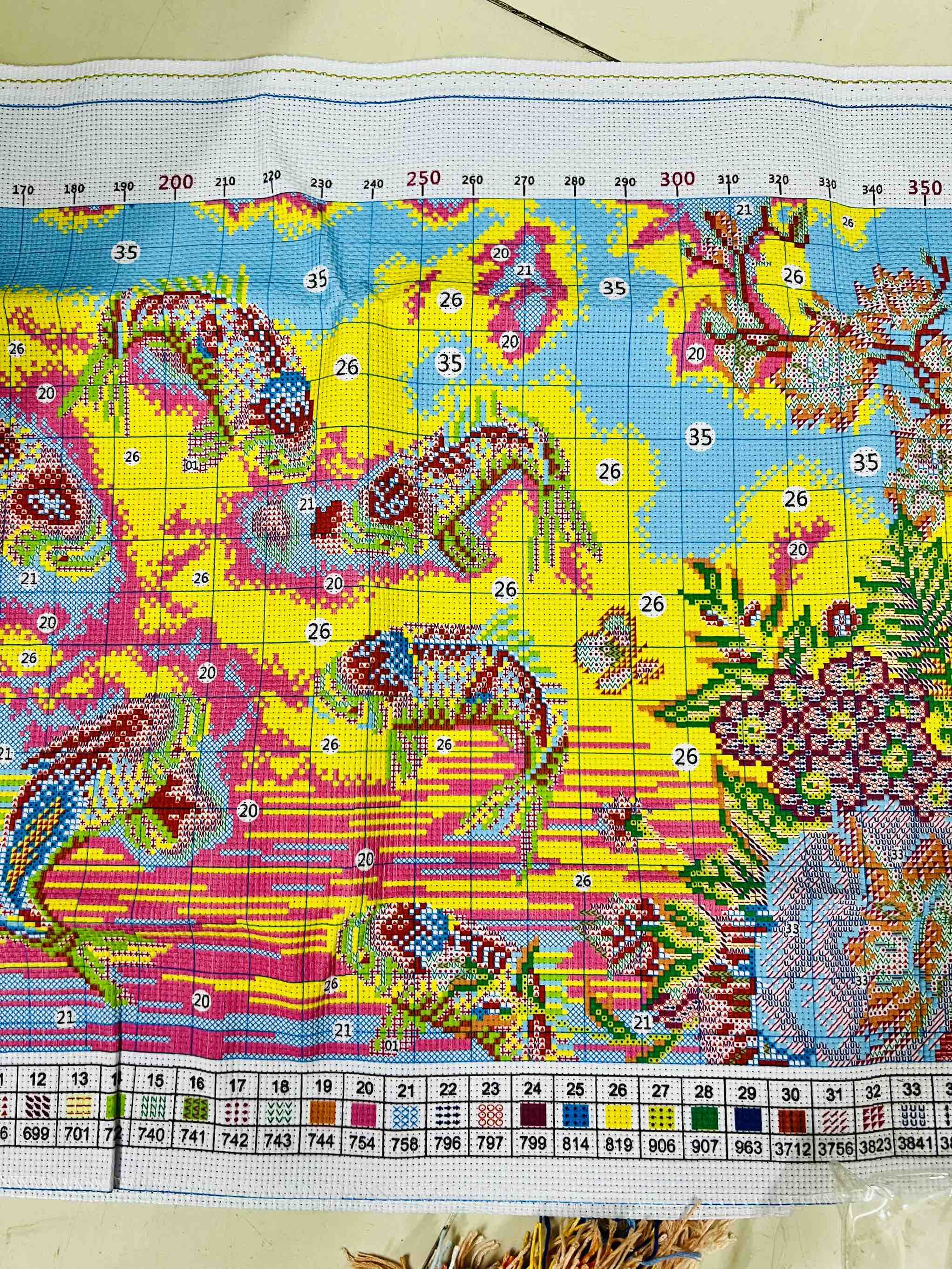 Tranh thêu kín Cửu ngư VS8141, kích thước 100 x 50 cm