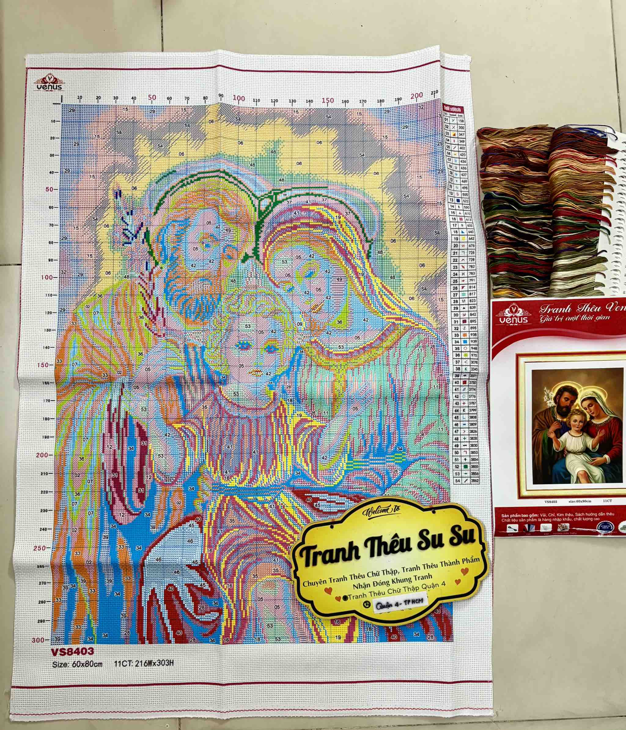 Tranh thêu kín Gia đình chúa VS8403, kích thước 60 x 80 cm