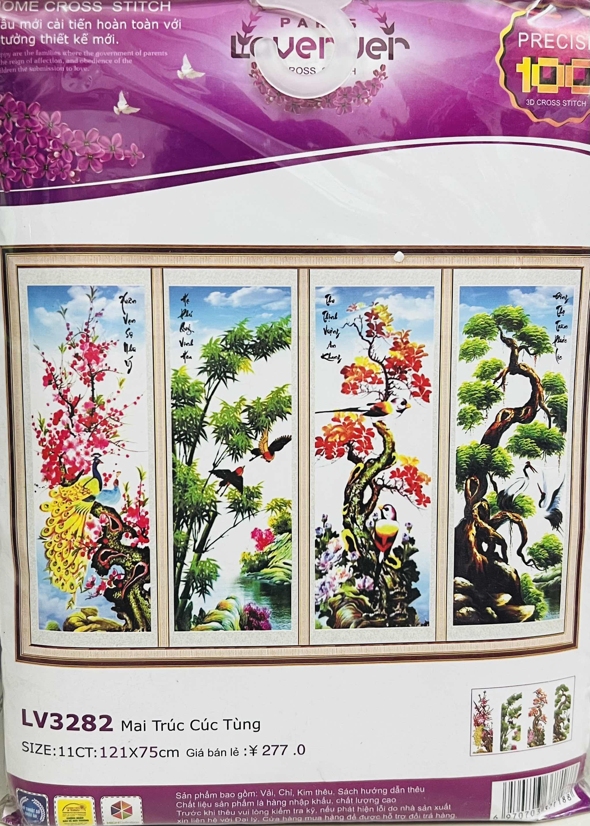 Tranh thêu chữ thập Tứ quý LV3235, LV3236, LV3266, LV3282, LV3313, LV3262
