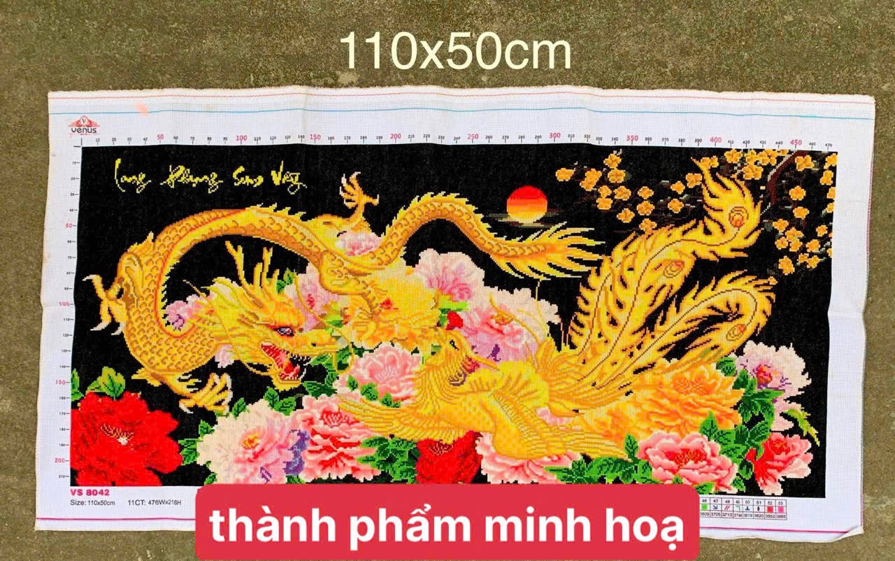 Tranh thêu kín Long phụng sum vầy vs8042, kt 120 x 60 cm