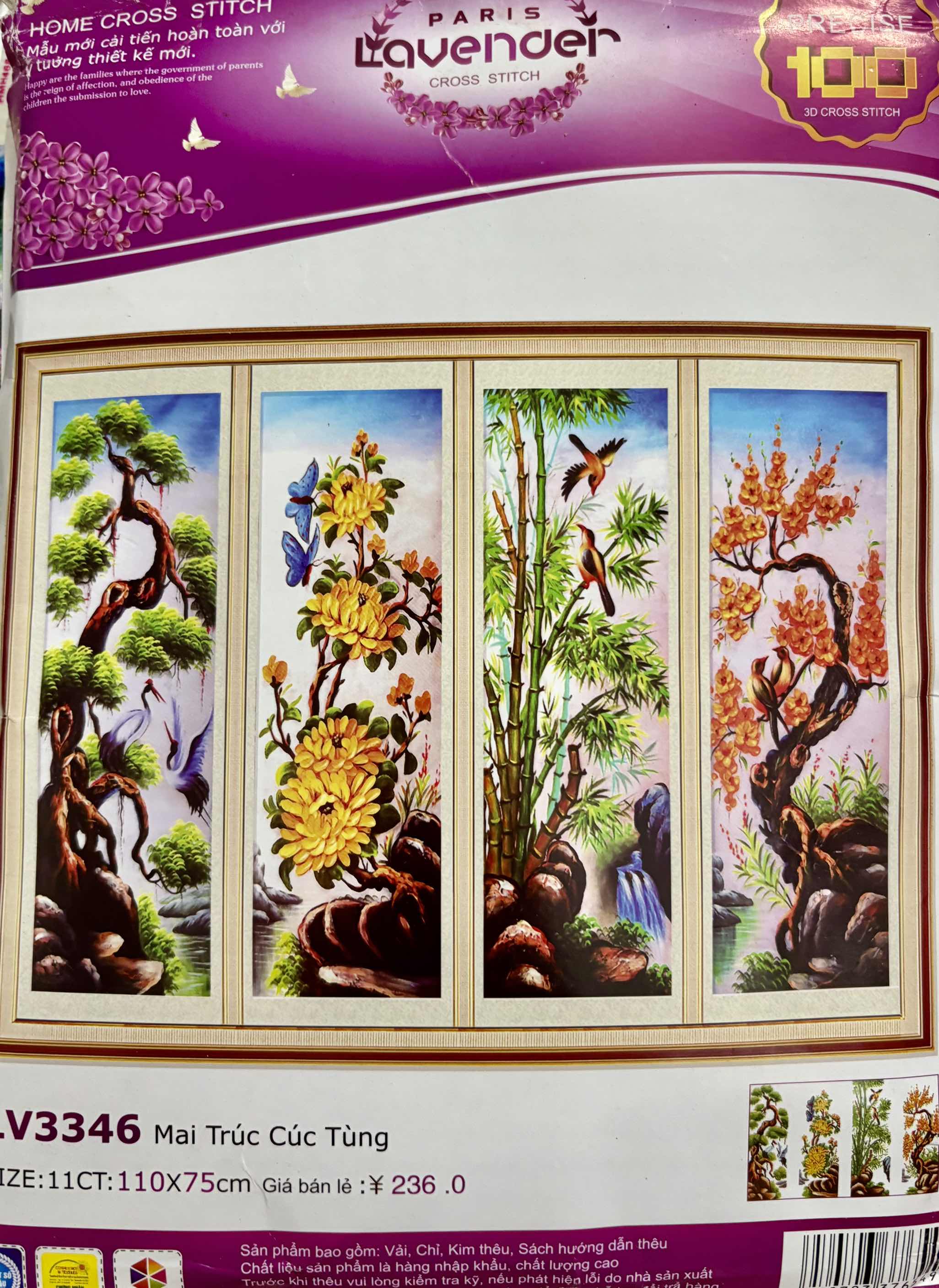 Tranh thêu chữ thập Tứ quý LV3235, LV3236, LV3266, LV3282, LV3313, LV3262