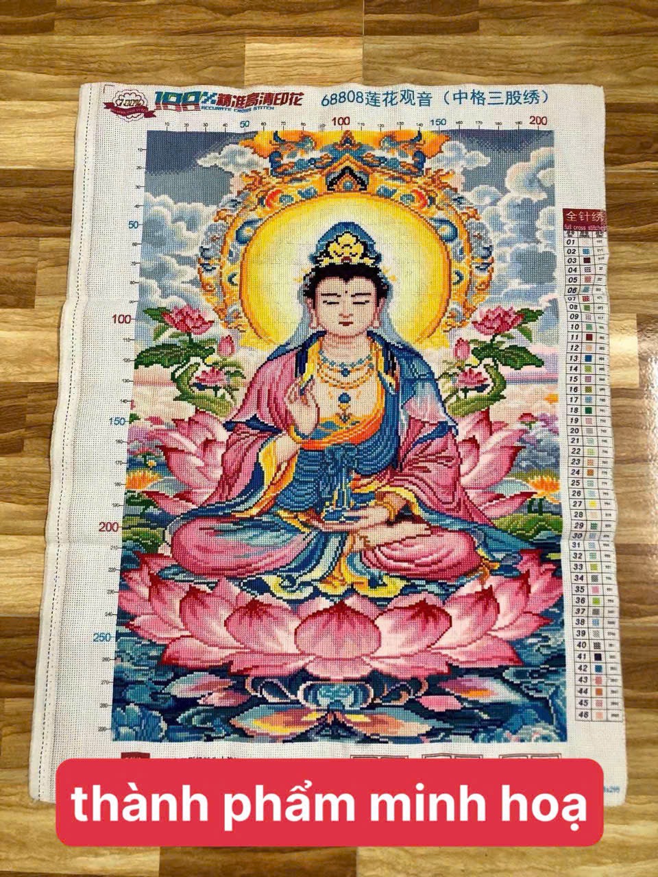Tranh thêu quan âm bồ tát 68808, kích thước, 60x 80 cm