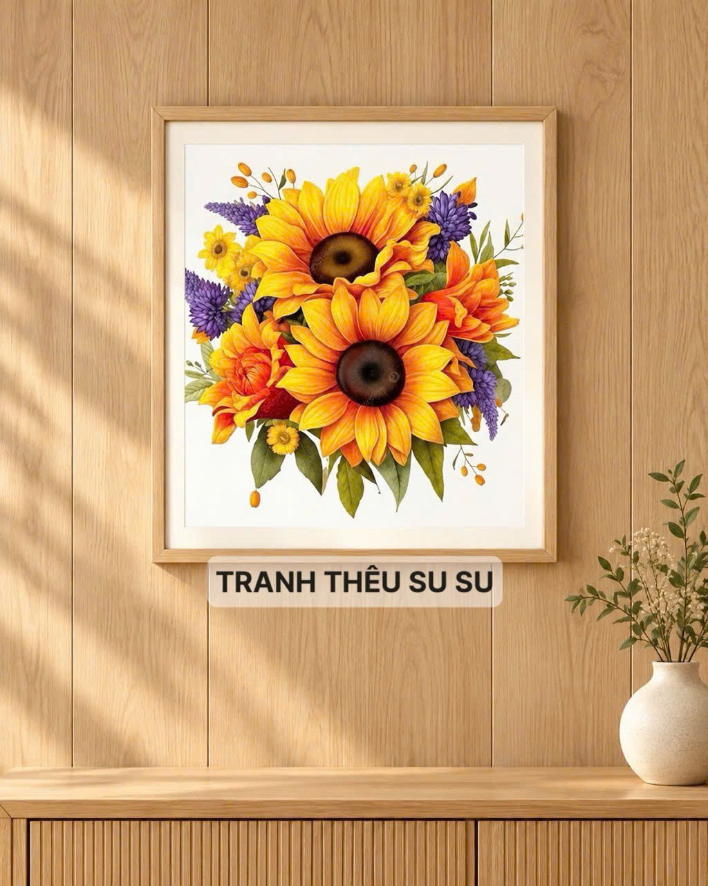 Tranh thêu kín Hoa hướng dương VS9183, kích thước 50 x 50 cm