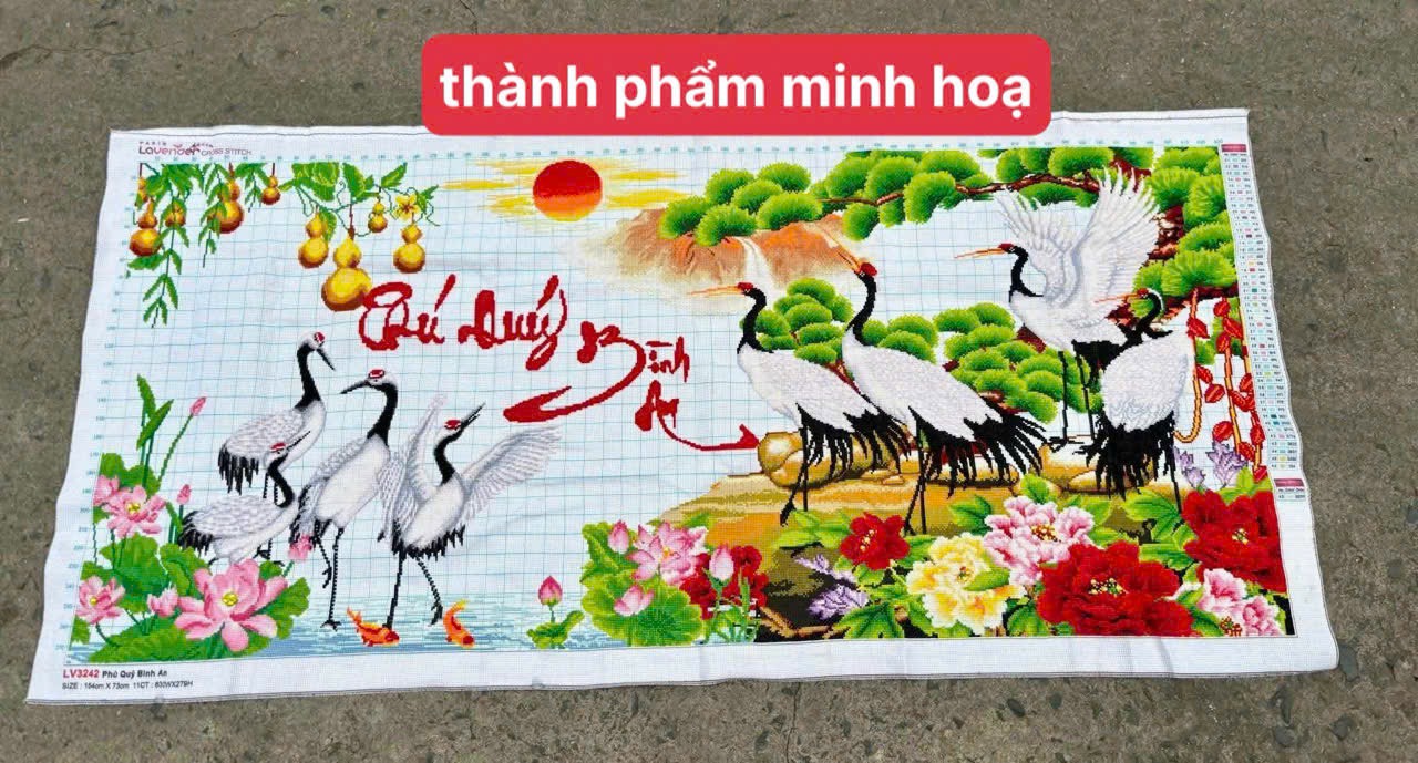 [Hàng mới] Tranh thêu Phú quý bình an LV3242, kích thước 153 x 73 cm