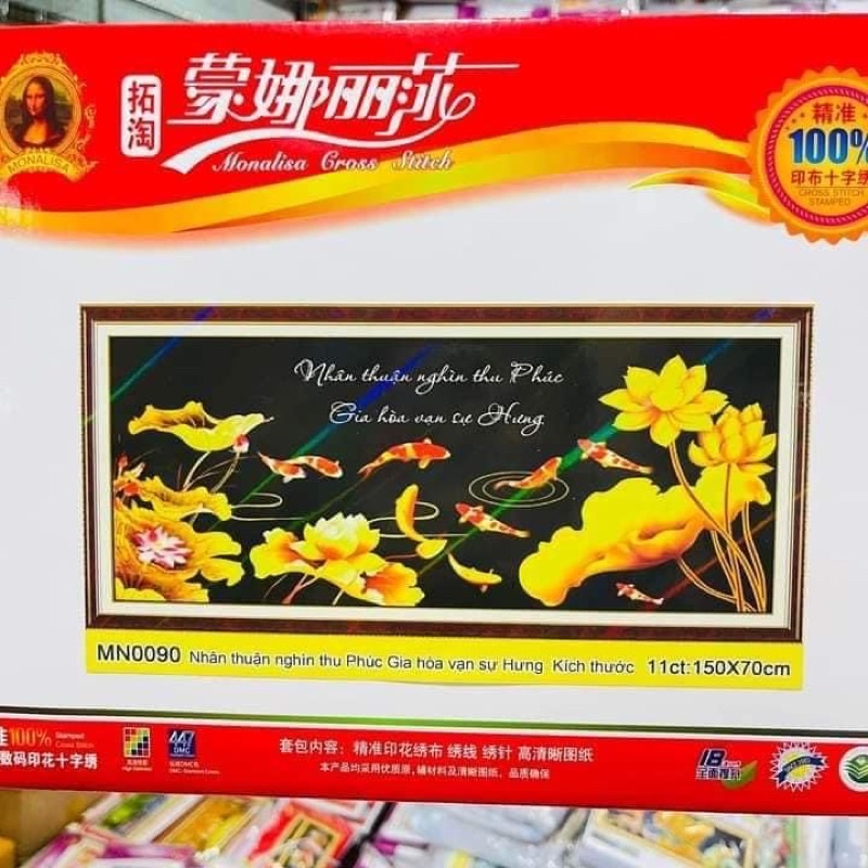 Tranh thêu kín Gia hòa vạn sự hưng MN0090, kích thước 150*70 cm
