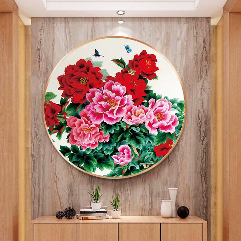 Tranh thêu kín chữ thập Hoa mẫu đơn DX1112, kích thước 50 x 50 cm