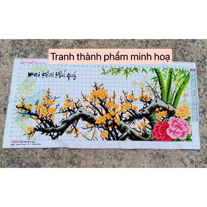 Tranh thêu chữ thập cành mai vàng VS8244, cành mai đỏ vs8243