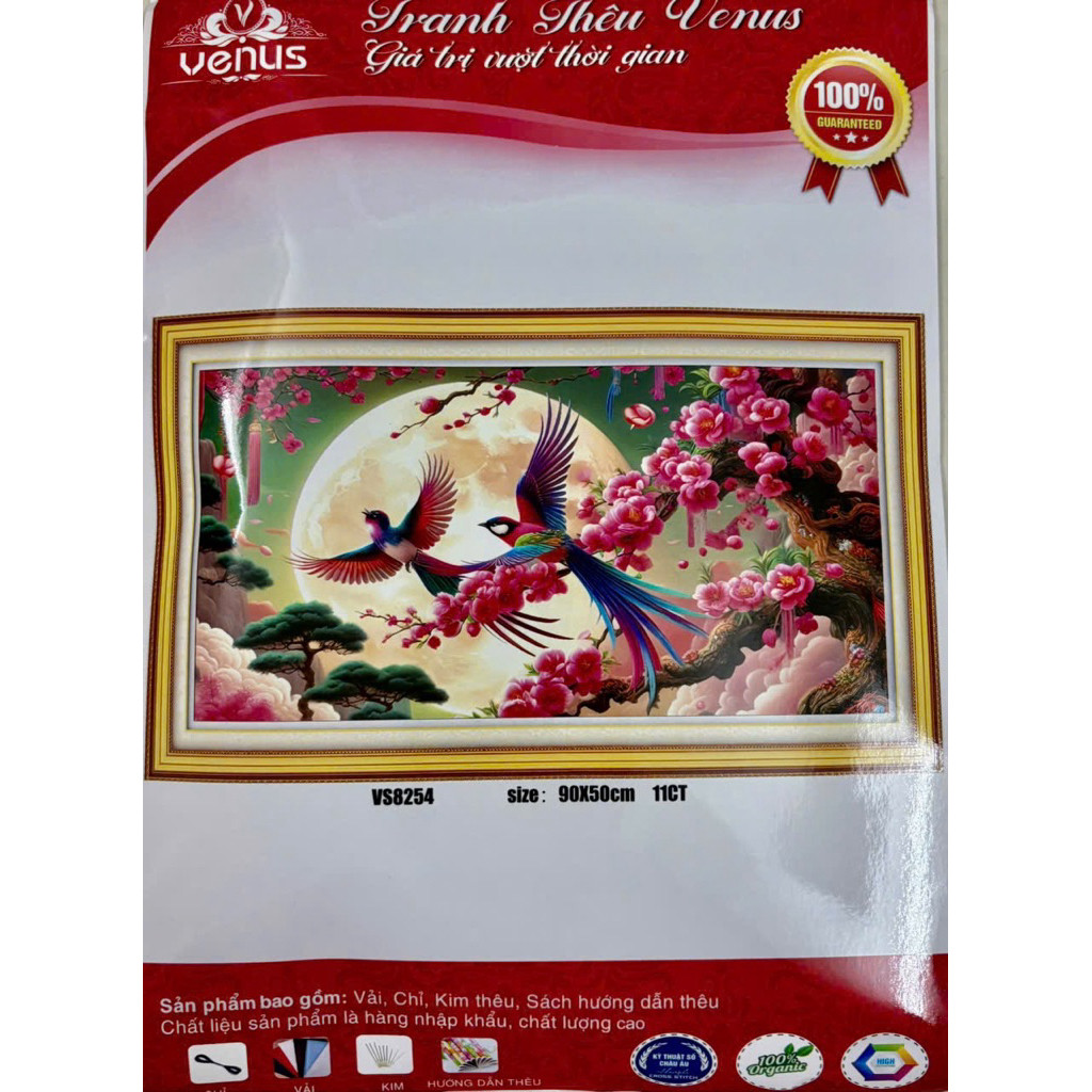 Tranh thêu kín Phong cảnh mùa xuân VS8254, kích thước 90 x 50 cm