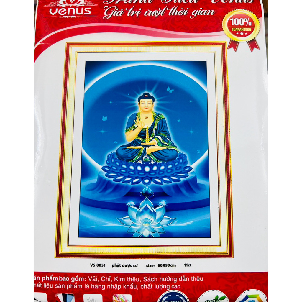 Tranh thêu kín Phật dược sư VS8051, kích thước 60x 90 cm