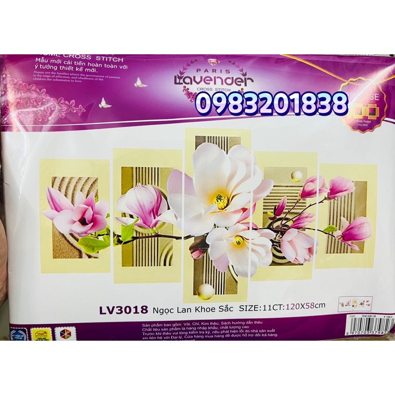 Tranh thêu chữ thập Ngọc Lan Khoe sắc LV3018