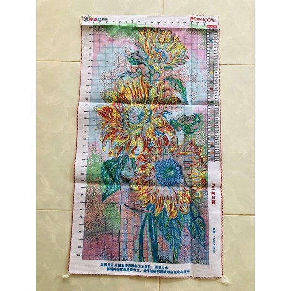 Tranh thêu kín Hoa hướng dương E61, kích thước 50*90 cm