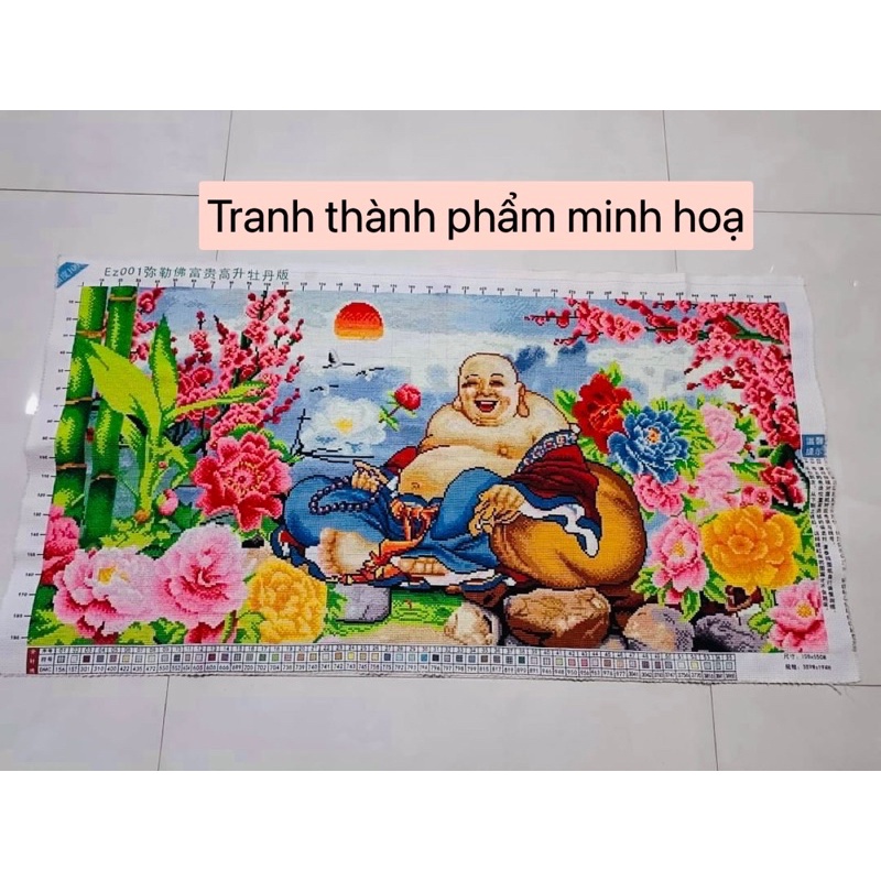 Tranh thêu chữ thập phật di lặc thêu kín EZ001, kích thước 100x 55 cm