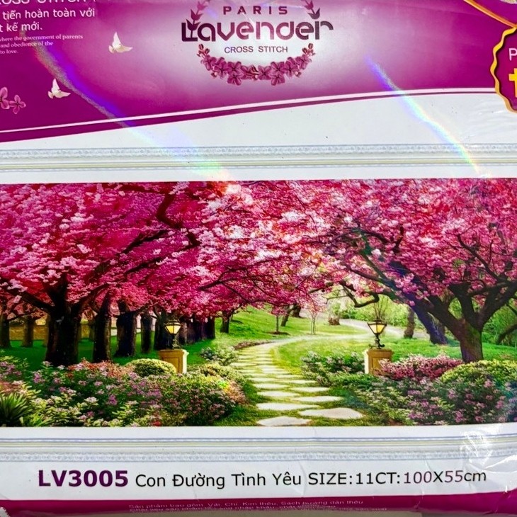 Tranh thêu Phong cảnh cây tình yêu LV3005, kích thước 100 x 50 cm