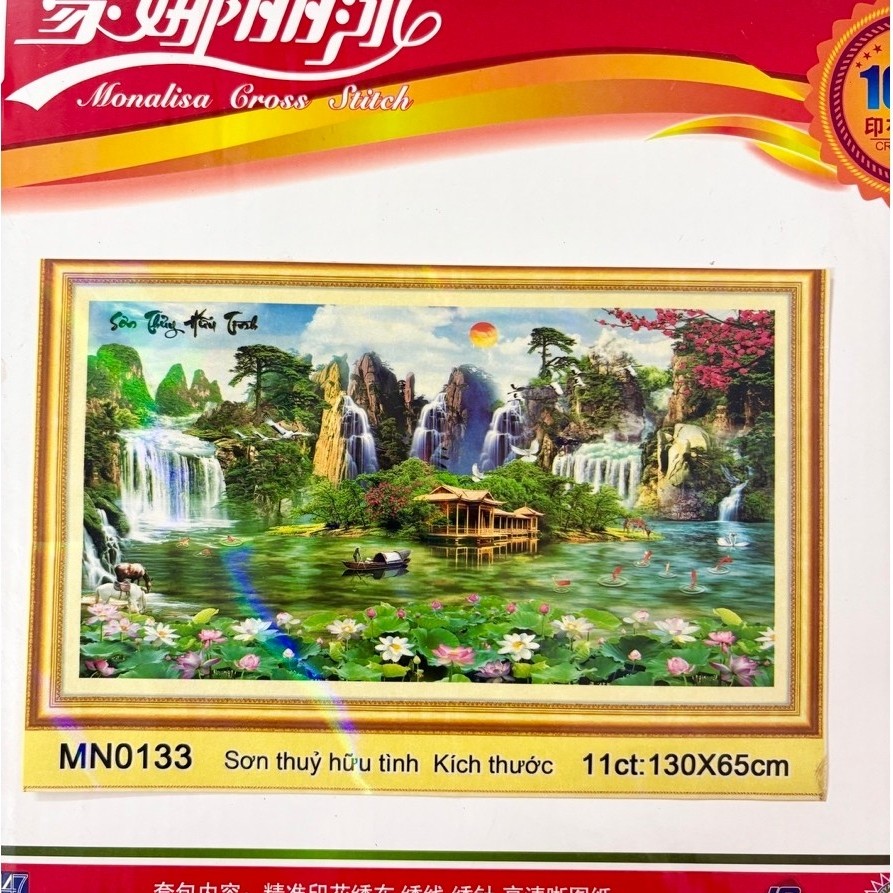 Tranh thêu kín sơn thuỷ hữu tình MN0133, MN0134
