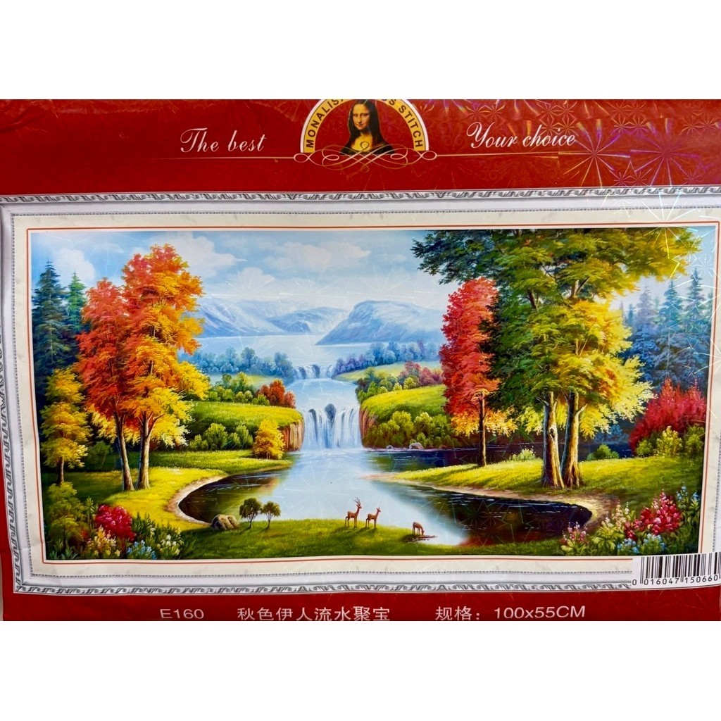 Tranh thêu kín Phong cảnh thiên nhiên tươi đẹp E160, kích thước 100 x 55 cm