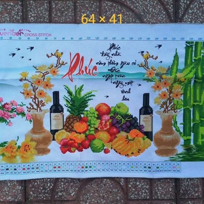 Tranh thêu chữ Phúc LV3540, kích thước 67x 43 cm