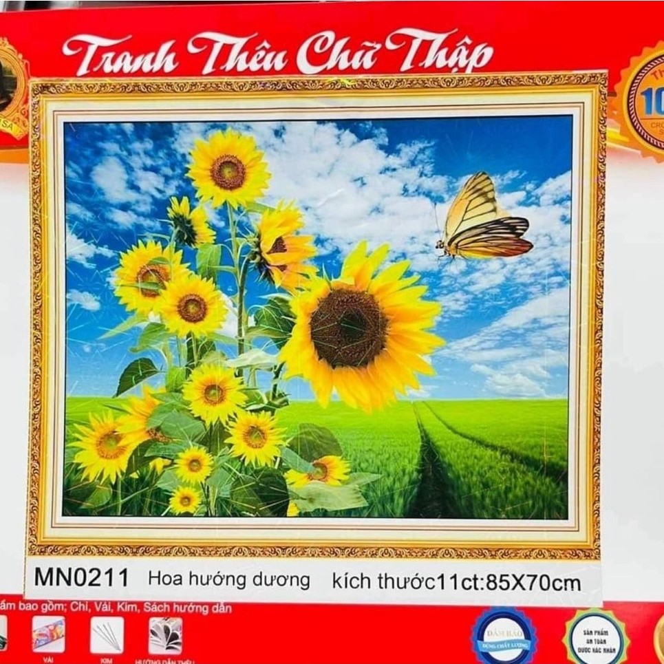 Tranh thêu kín Hoa hướng dương MN0211, kích thước 70x80 cm