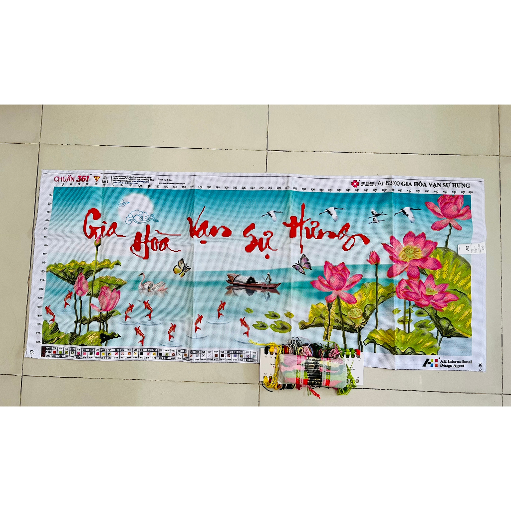 Tranh thêu chữ thập Gia hòa vạn sự hưng AL53300, kích thước 120 x 52 cm
