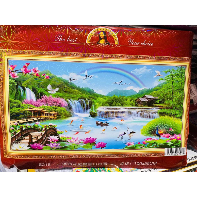 Tranh thêu kín phong cảnh E215, kích thước 100*55 cm
