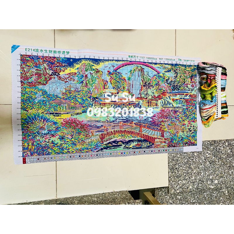 Tranh thêu kín phong cảnh E214, kích thước 100*55 cm