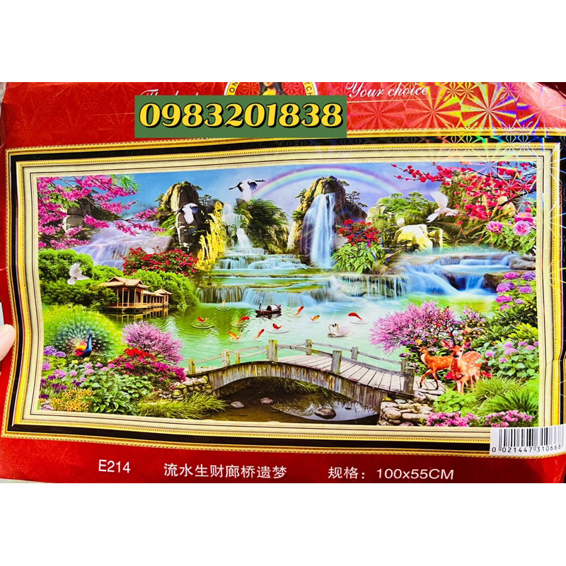 Tranh thêu kín phong cảnh E214, kích thước 100*55 cm