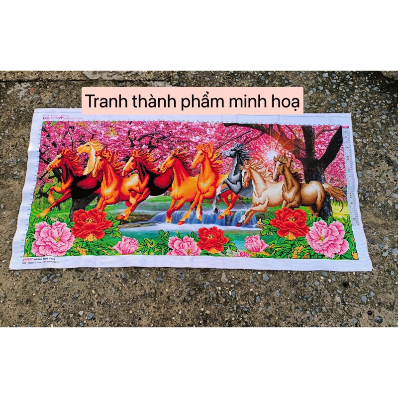 Tranh thêu chữ thập Mã đáo thành công LV3326, tranh thêu 3D, kích thước 120 x 60 cm