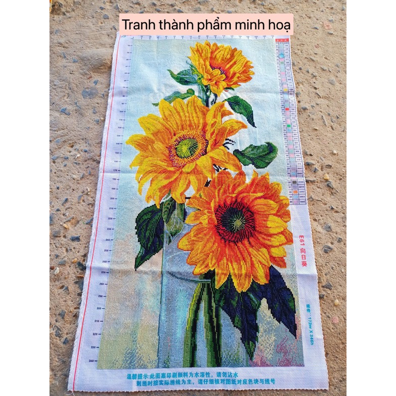 Tranh thêu kín Hoa hướng dương E61, kích thước 50*90 cm