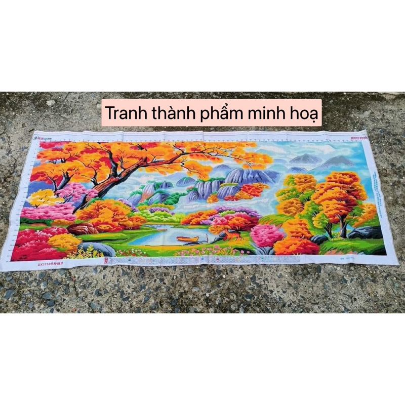 Tranh thêu kín chữ thập phong cảnh DX1153, kích thước 172*70 cm