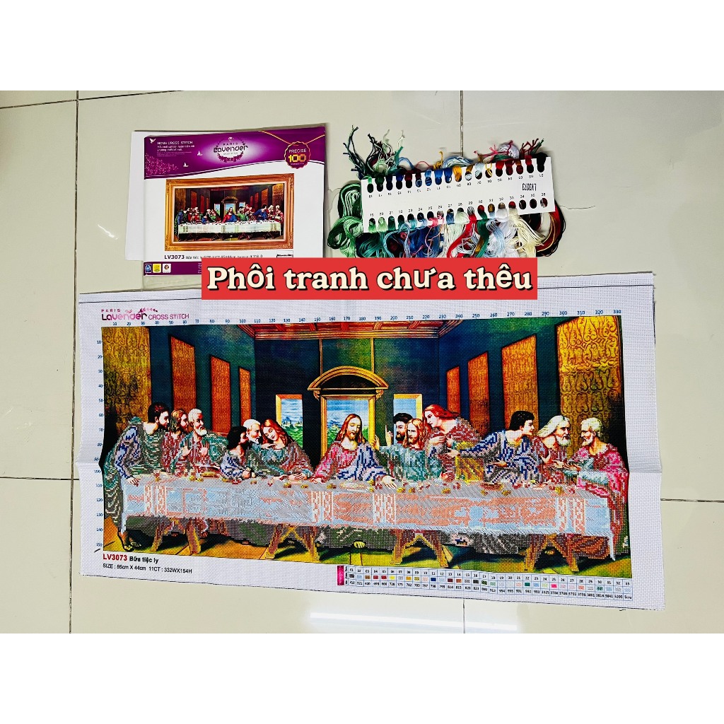 Tranh thêu chữ thập Bữa tiệc ly LV3073, kích thước 85 x 44 cm