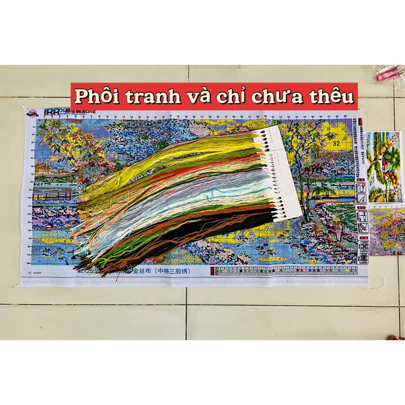 Tranh thêu kín chữ thập Phong cảnh quê hương 8Z725L, kích thước 100 x 50 cm