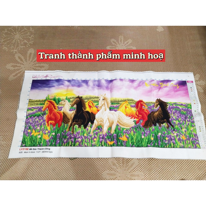 Tranh thêu 3D Mã đáo thành công LV3470, kích thước 100 x 50 cm