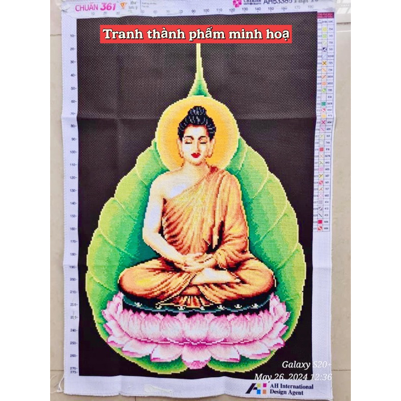 Tranh thêu chữ thập Phật thích ca AL53385, kích thước 52 x 73 cm