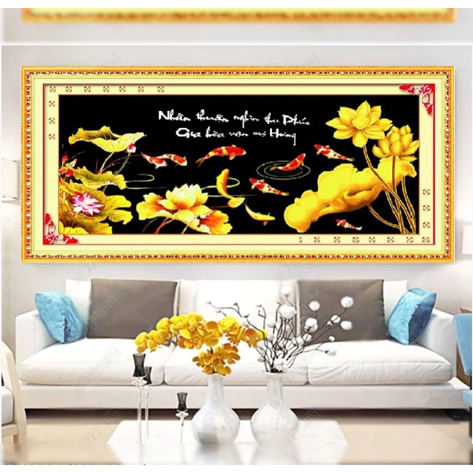 Tranh thêu kín Gia hòa vạn sự hưng MN0090, kích thước 150*70 cm