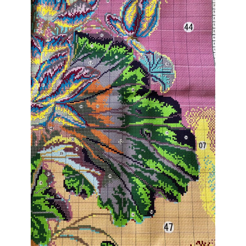 [Thêu kín] Tranh thêu chữ thập Hoa sen E208, kích thước 65 x 120 cm