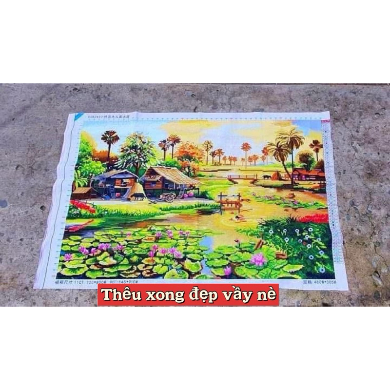 Tranh thêu kín Phong cảnh đồng quê yên bình EDB283, EBD246, EDB261