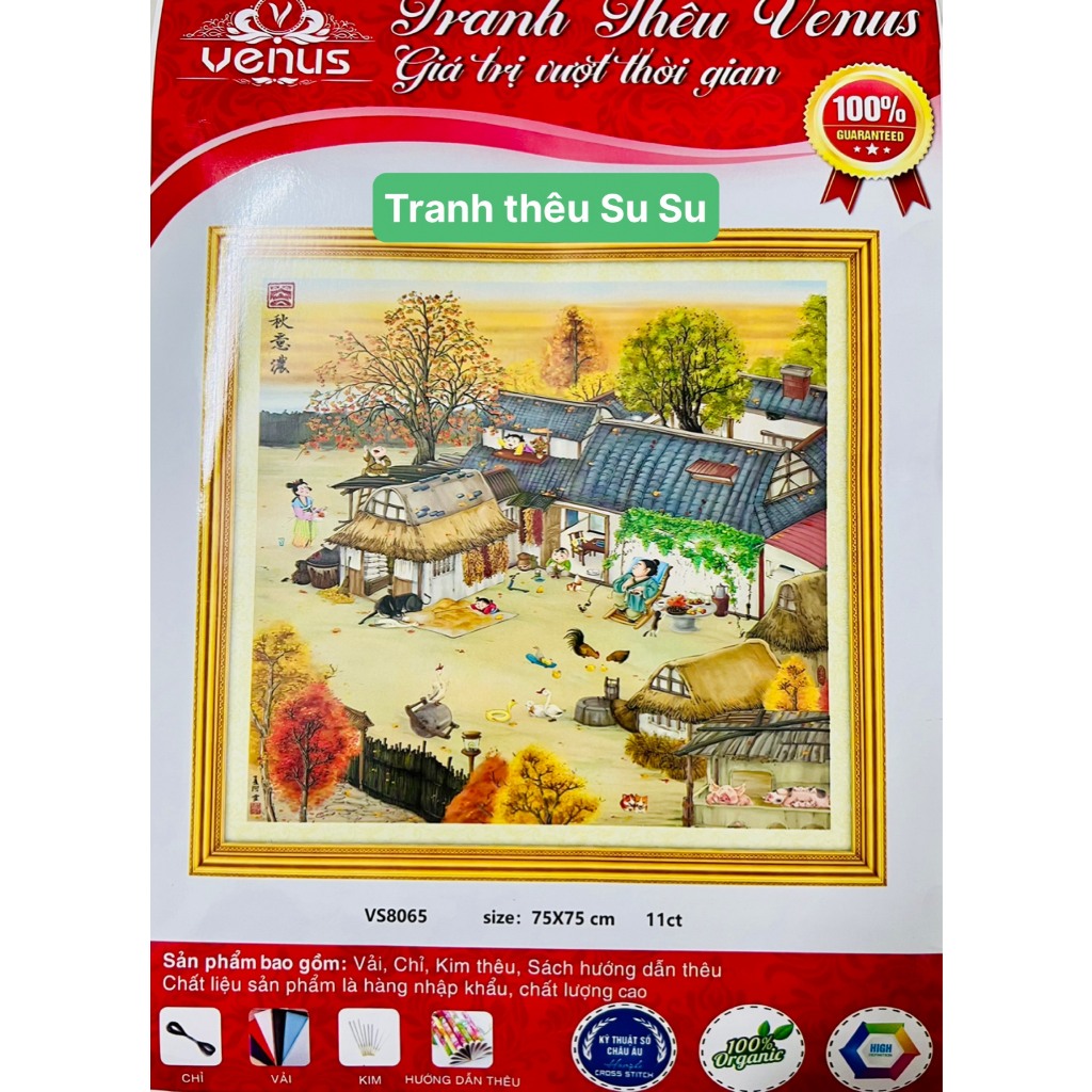 Tranh thêu kín chữ thập Quê nhà vs8065 và vs8066, kích thước 75 x 75 cm