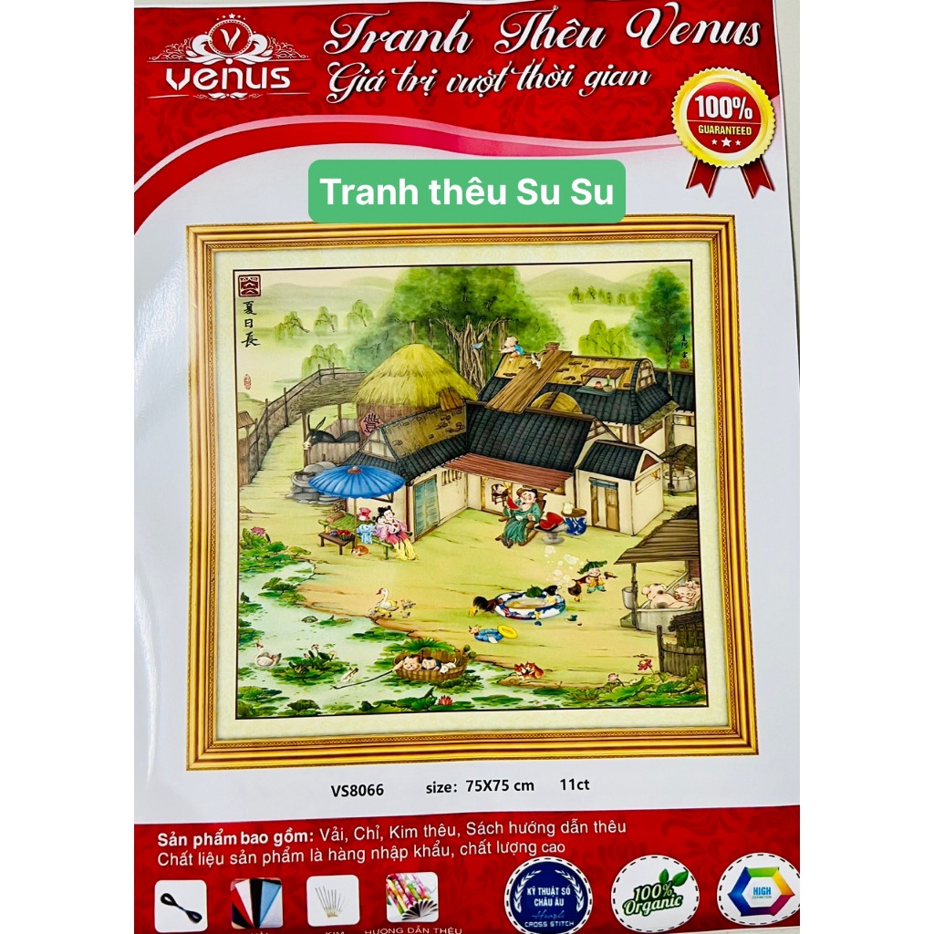 Tranh thêu kín chữ thập Quê nhà vs8065 và vs8066, kích thước 75 x 75 cm